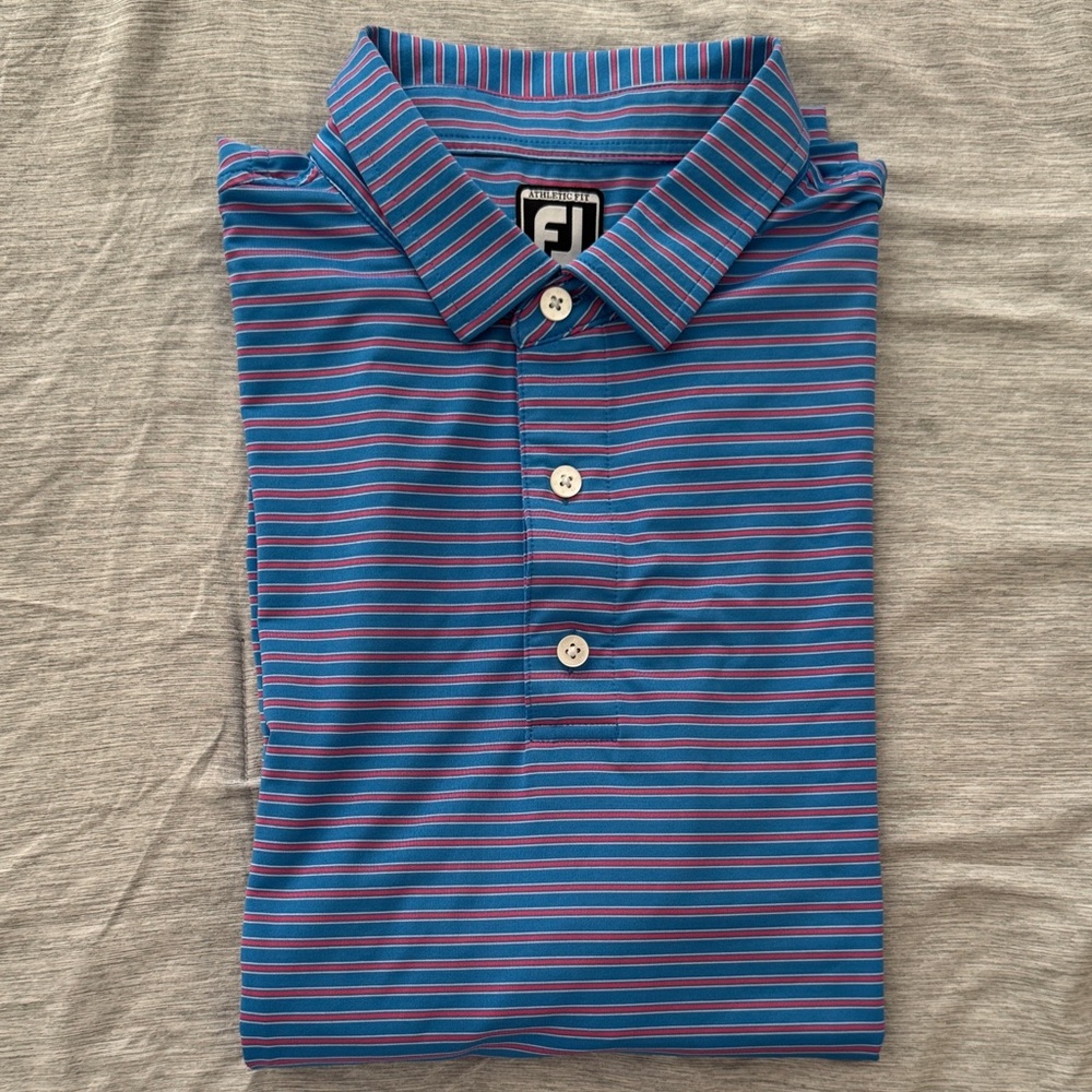 FootJoy Blue and Pink Striped Golf Polo